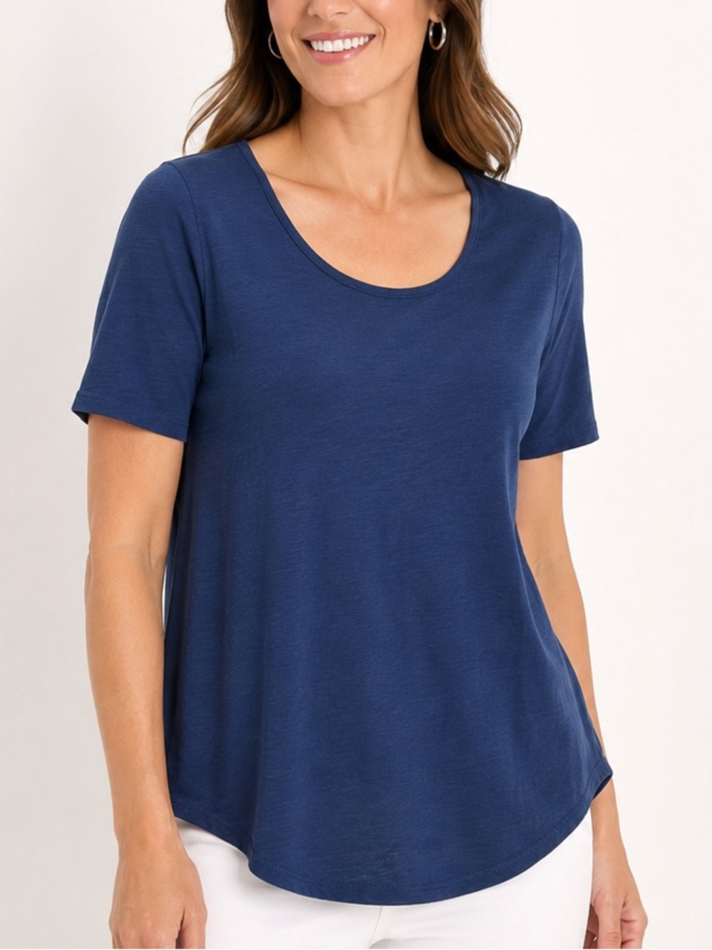 Chico’s Ultimate Tee Size 3 XL Blue Modal Cotton Scoop Neck Top Short Sleeve
